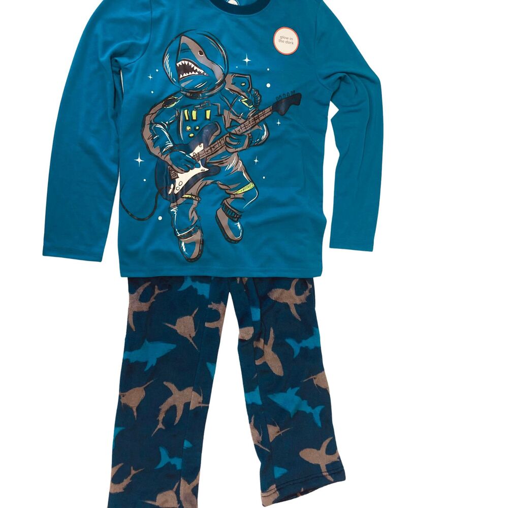 Wonder Nation PJs Boys Medium 8 Glow in Dark Graphic Shark Guitar Player
